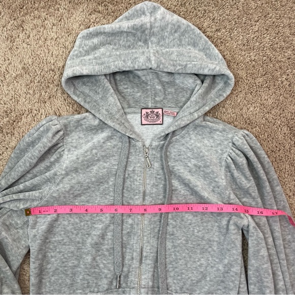 Juicy Couture Y2K 2000’s Light Grey Velour Hooded Zip Up Track Jacket Size Small - Picture 11 of 16